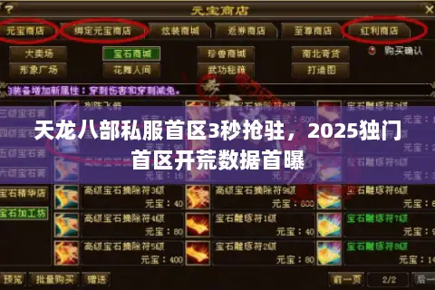 天龙八部私服首区3秒抢驻，2025独门首区开荒数据首曝