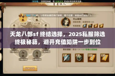 天龙八部sf 终结选择,2025私服筛选终极秘籍,避开充值陷阱一步到位 天龙八部sf 终结选择,2025私服筛选终极秘籍,避开充值陷阱一步到位