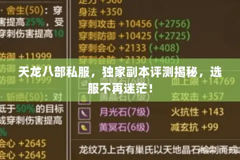 天龙八部私服,独家副本评测揭秘,选服不再迷茫! 天龙八部私服,独家副本评测揭秘,选服不再迷茫!