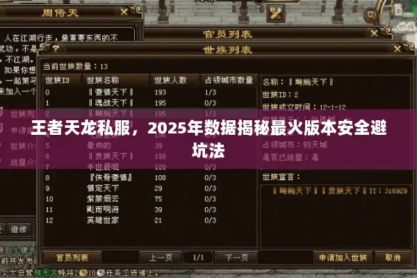 王者天龙私服,2025年数据揭秘最火版本安全避坑法 王者天龙私服,2025年数据揭秘最火版本安全避坑法