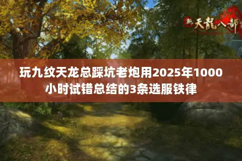 玩九纹天龙总踩坑老炮用2025年1000小时试错总结的3条选服铁律 玩九纹天龙总踩坑老炮用2025年1000小时试错总结的3条选服铁律