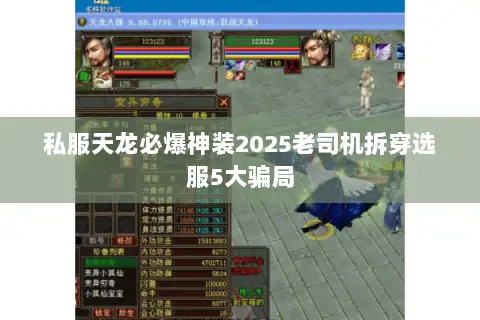 私服天龙必爆神装2025老司机拆穿选服5大骗局 私服天龙必爆神装2025老司机拆穿选服5大骗局