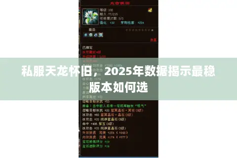 私服天龙怀旧,2025年数据揭示最稳版本如何选 私服天龙怀旧,2025年数据揭示最稳版本如何选