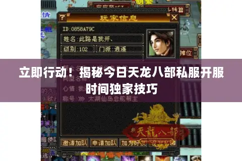 立即行动!揭秘今日天龙八部私服开服时间独家技巧 立即行动!揭秘今日天龙八部私服开服时间独家技巧