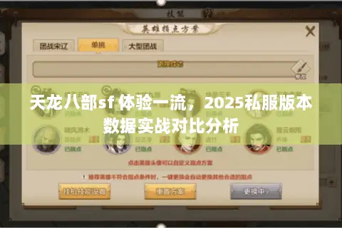 天龙八部sf 体验一流，2025私服版本数据实战对比分析