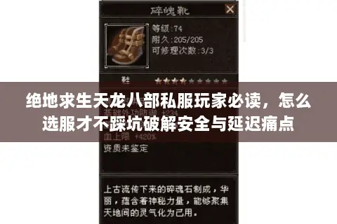 绝地求生天龙八部私服玩家必读,怎么选服才不踩坑破解安全与延迟痛点 绝地求生天龙八部私服玩家必读,怎么选服才不踩坑破解安全与延迟痛点