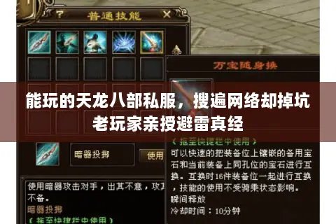 能玩的天龙八部私服，搜遍网络却掉坑老玩家亲授避雷真经