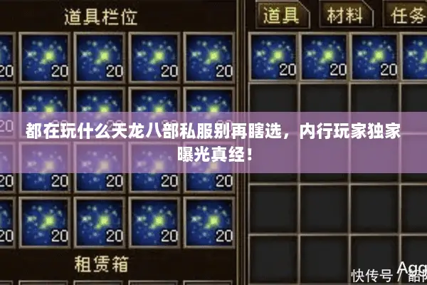 都在玩什么天龙八部私服别再瞎选，内行玩家独家曝光真经！