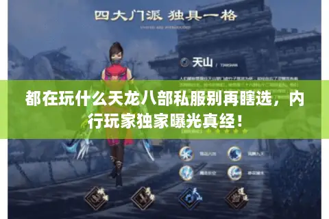 都在玩什么天龙八部私服别再瞎选，内行玩家独家曝光真经！