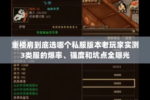 重楼肩到底选哪个私服版本老玩家实测3类服的爆率、强度和坑点全曝光