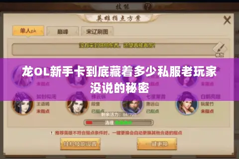 龙OL新手卡到底藏着多少私服老玩家没说的秘密 龙OL新手卡到底藏着多少私服老玩家没说的秘密