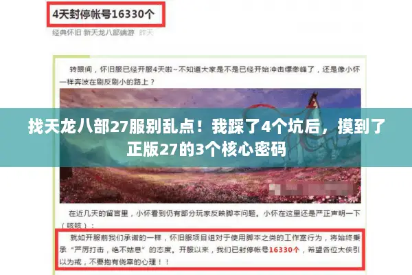 找天龙八部27服别乱点！我踩了4个坑后，摸到了正版27的3个核心密码