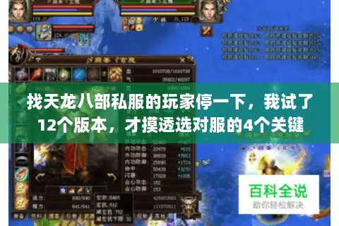 找天龙八部私服的玩家停一下,我试了12个版本,才摸透选对服的4个关键 找天龙八部私服的玩家停一下,我试了12个版本,才摸透选对服的4个关键