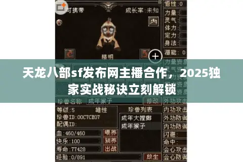 天龙八部sf发布网主播合作,2025独家实战秘诀立刻解锁 天龙八部sf发布网主播合作,2025独家实战秘诀立刻解锁