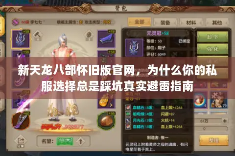 新天龙八部怀旧版官网,为什么你的私服选择总是踩坑真实避雷指南 新天龙八部怀旧版官网,为什么你的私服选择总是踩坑真实避雷指南
