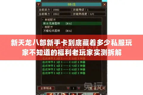 新天龙八部新手卡到底藏着多少私服玩家不知道的福利老玩家实测拆解 新天龙八部新手卡到底藏着多少私服玩家不知道的福利老玩家实测拆解