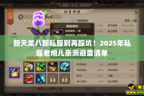 新天龙八部私服别再踩坑！2025年私服老炮儿亲测避雷清单