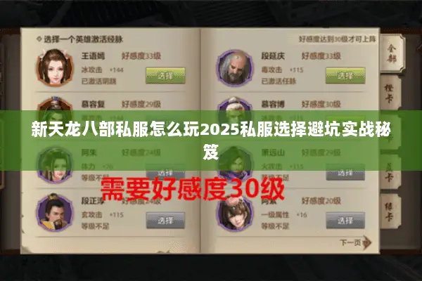 新天龙八部私服怎么玩2025私服选择避坑实战秘笈