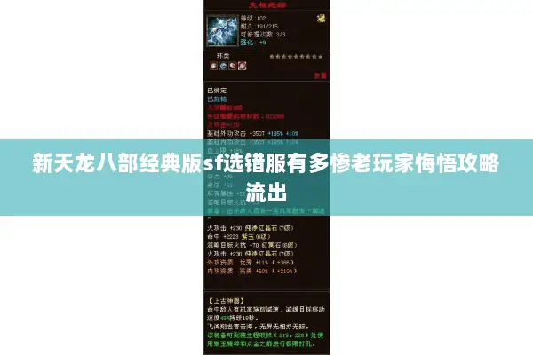 新天龙八部经典版sf选错服有多惨老玩家悔悟攻略流出 新天龙八部经典版sf选错服有多惨老玩家悔悟攻略流出