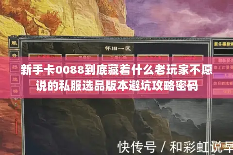 新手卡0088到底藏着什么老玩家不愿说的私服选品版本避坑攻略密码