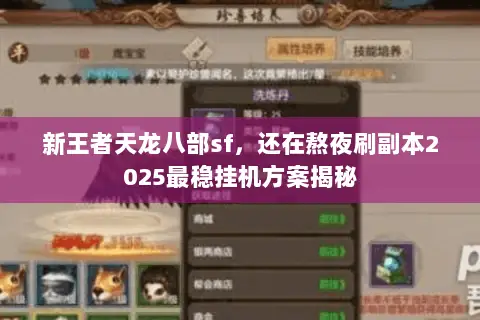 新王者天龙八部sf,还在熬夜刷副本2025最稳挂机方案揭秘 新王者天龙八部sf,还在熬夜刷副本2025最稳挂机方案揭秘