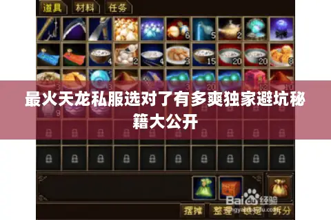 最火天龙私服选对了有多爽独家避坑秘籍大公开 最火天龙私服选对了有多爽独家避坑秘籍大公开