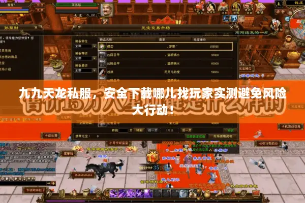 九九天龙私服，安全下载哪儿找玩家实测避免风险大行动！