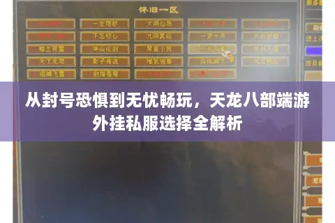 从封号恐惧到无忧畅玩,天龙八部端游外挂私服选择全解析 从封号恐惧到无忧畅玩,天龙八部端游外挂私服选择全解析