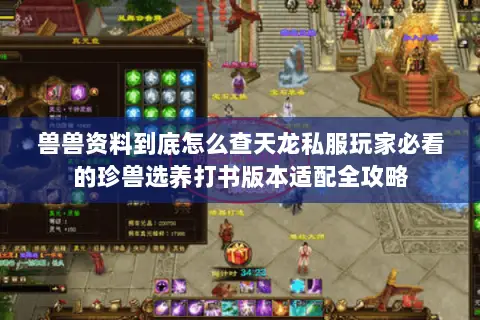 兽兽资料到底怎么查天龙私服玩家必看的珍兽选养打书版本适配全攻略 兽兽资料到底怎么查天龙私服玩家必看的珍兽选养打书版本适配全攻略