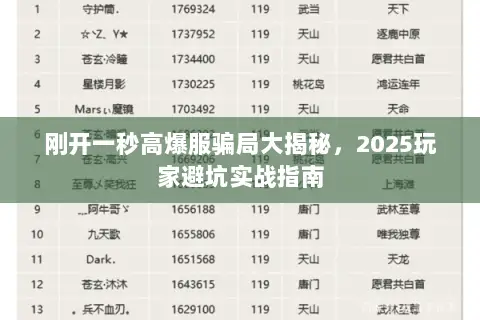 刚开一秒高爆服骗局大揭秘,2025玩家避坑实战指南 刚开一秒高爆服骗局大揭秘,2025玩家避坑实战指南