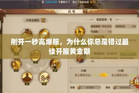 刚开一秒高爆服,为什么你总是错过最佳开服黄金期 刚开一秒高爆服,为什么你总是错过最佳开服黄金期