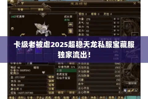 卡级老被虐2025超稳天龙私服宝藏服独家流出! 卡级老被虐2025超稳天龙私服宝藏服独家流出!