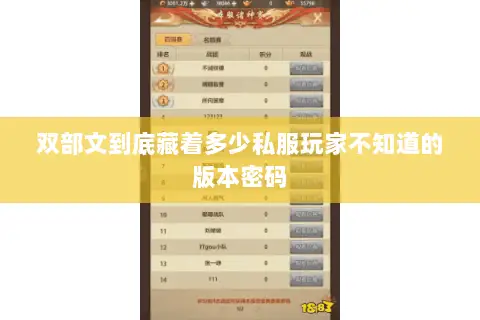 双部文到底藏着多少私服玩家不知道的版本密码 双部文到底藏着多少私服玩家不知道的版本密码