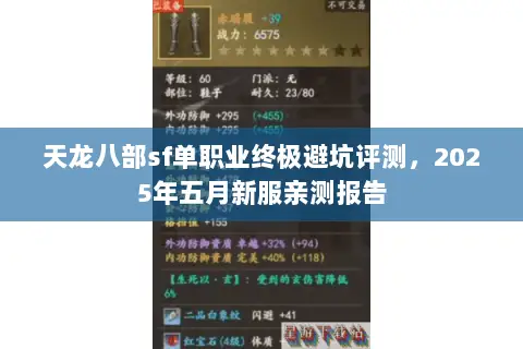 天龙八部sf单职业终极避坑评测,2025年五月新服亲测报告 天龙八部sf单职业终极避坑评测,2025年五月新服亲测报告