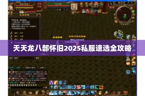 天天龙八部怀旧2025私服速选全攻略