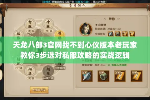 天龙八部3官网找不到心仪版本老玩家教你3步选对私服攻略的实战逻辑