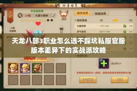 天龙八部3职业怎么选不踩坑私服官服版本差异下的实战派攻略