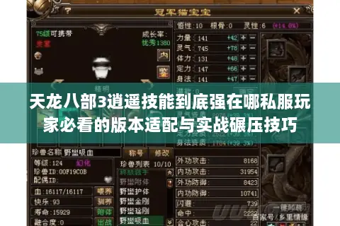 天龙八部3逍遥技能到底强在哪私服玩家必看的版本适配与实战碾压技巧 天龙八部3逍遥技能到底强在哪私服玩家必看的版本适配与实战碾压技巧