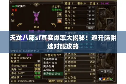 天龙八部sf真实爆率大揭秘!避开陷阱选对服攻略 天龙八部sf真实爆率大揭秘!避开陷阱选对服攻略