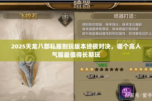 2025天龙八部私服耐玩版本终极对决,哪个高人气服最值得长期玩 2025天龙八部私服耐玩版本终极对决,哪个高人气服最值得长期玩