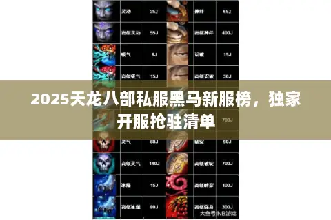 2025天龙八部私服黑马新服榜，独家开服抢驻清单
