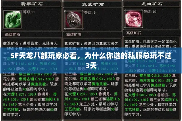 SF天龙八部玩家必看,为什么你选的私服总玩不过3天 SF天龙八部玩家必看,为什么你选的私服总玩不过3天