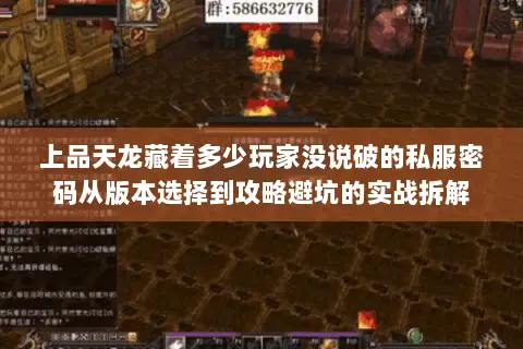 上品天龙藏着多少玩家没说破的私服密码从版本选择到攻略避坑的实战拆解 上品天龙藏着多少玩家没说破的私服密码从版本选择到攻略避坑的实战拆解