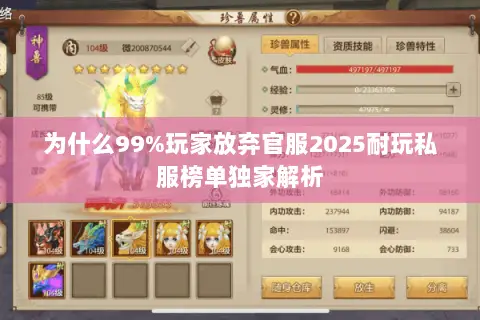 为什么99%玩家放弃官服2025耐玩私服榜单独家解析