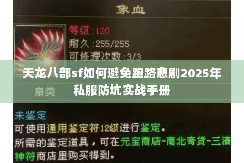 天龙八部sf如何避免跑路悲剧2025年私服防坑实战手册 天龙八部sf如何避免跑路悲剧2025年私服防坑实战手册