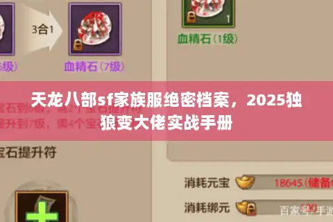 天龙八部sf家族服绝密档案,2025独狼变大佬实战手册 天龙八部sf家族服绝密档案,2025独狼变大佬实战手册