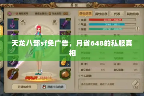 天龙八部sf免广告,月省648的私服真相 天龙八部sf免广告,月省648的私服真相