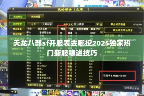 天龙八部sf开服表去哪挖2025独家热门新服稳进技巧