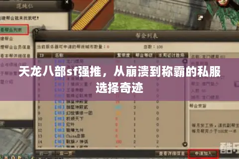天龙八部sf强推,从崩溃到称霸的私服选择奇迹 天龙八部sf强推,从崩溃到称霸的私服选择奇迹