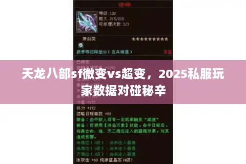 天龙八部sf微变vs超变,2025私服玩家数据对碰秘辛 天龙八部sf微变vs超变,2025私服玩家数据对碰秘辛